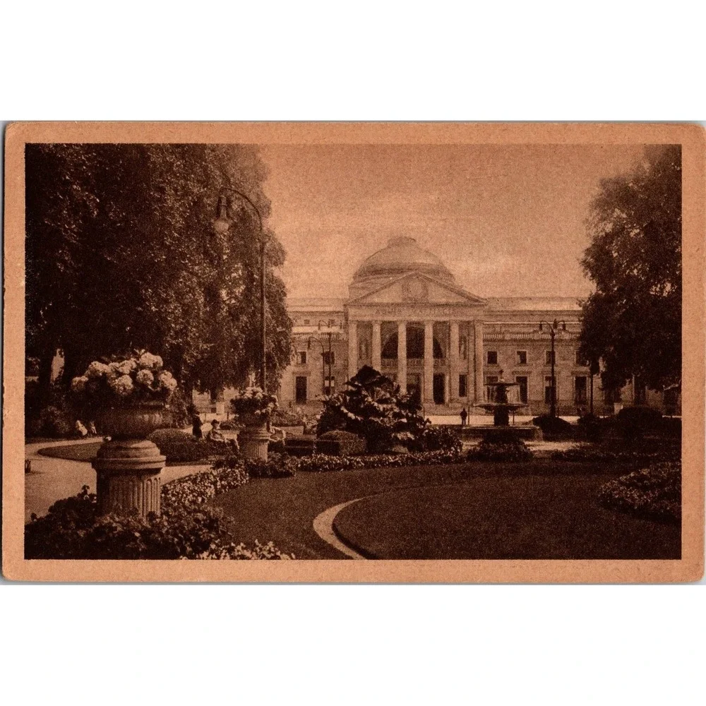 Vintage Wiesbaden Kurhaus Postcard with Blumengarten Garden Scene